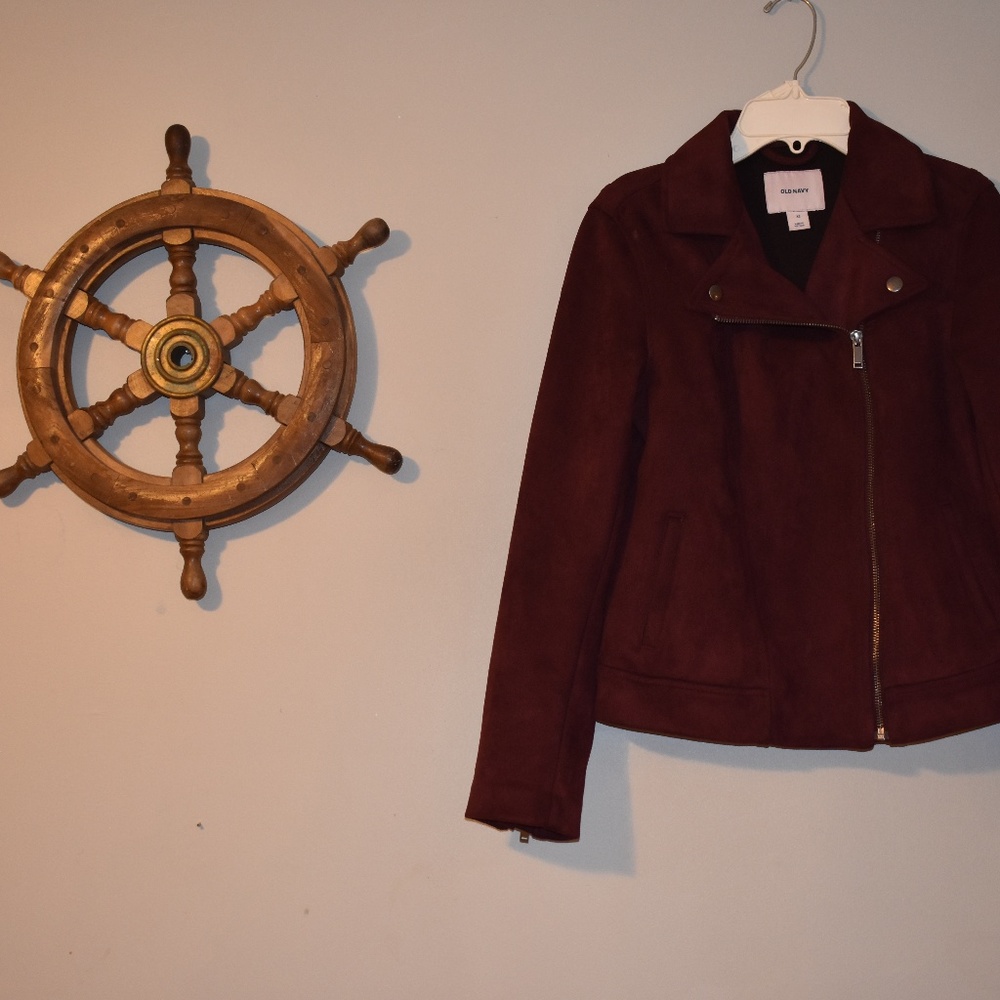 maroon sued jacket